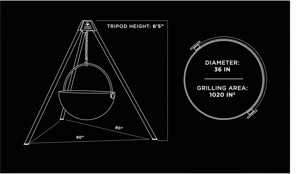 Used in the garden, the Cow Cauldron is able to be moved anywhere - because it will not heat up the ground under it, move it to have a fire anywhere you please. Cowboy Cauldron the Wrangle 36": can be a grill can be a patio heater and is a beautiful piece of art work