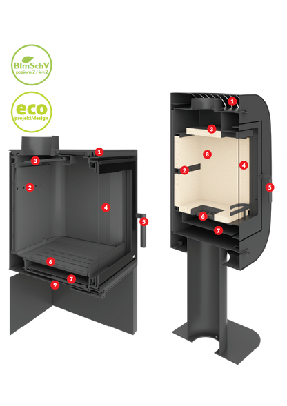 The cut in half view of how your KFD is made and the layers that it uses to be more efficient - KFD Large Face Free Standing Wood Burning Stove. Floating fireplace the same style as the Invicta Nelson. Scandinavian Style Fireplace Mid century Modern Fireplace 