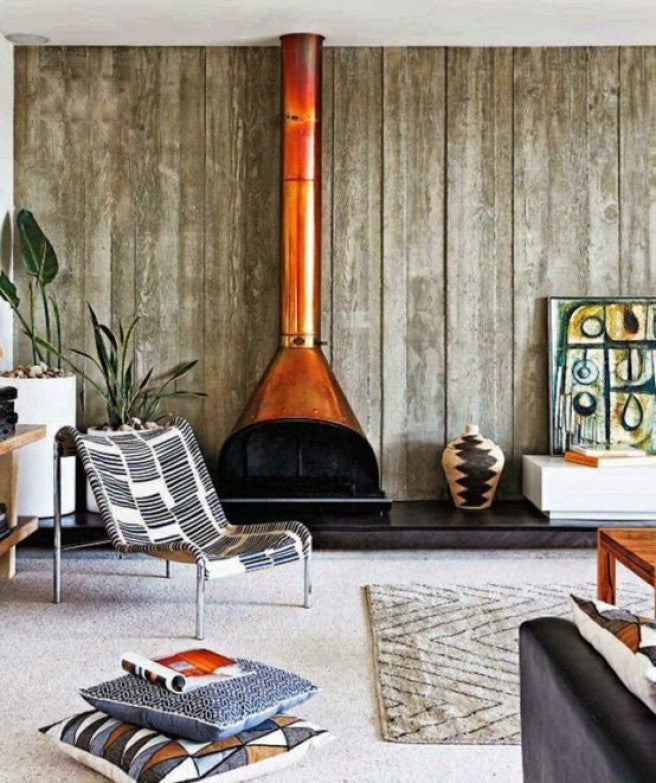Custom Copper Fireplace Midcentury Modern Malm Zircon gas or Electric
