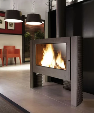 Mid Century Modern Clean Burning wood Stove with three Legs free standing- Contemporary feel with a new Cast iron stove