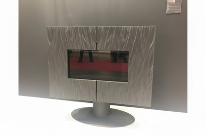 Corner Pedestal French Door Wood burning stove French door Modern Wood Stove- Largest wood burning stove with longer logs than most others Up close Dual Door And Glass covered Wood burning stove with clean burning "Invicta Gaya Ardoise 12kW wood burning stove featuring 8-hour extended burn time and clean glass airwash system." Contemporary designer wood stove; a cast iron alternative to the Focus Grappus or JC Bordelet suspended fireplaces Mid Century Modern Fireplace Invicta Gaya Ardoise modern cast iron w