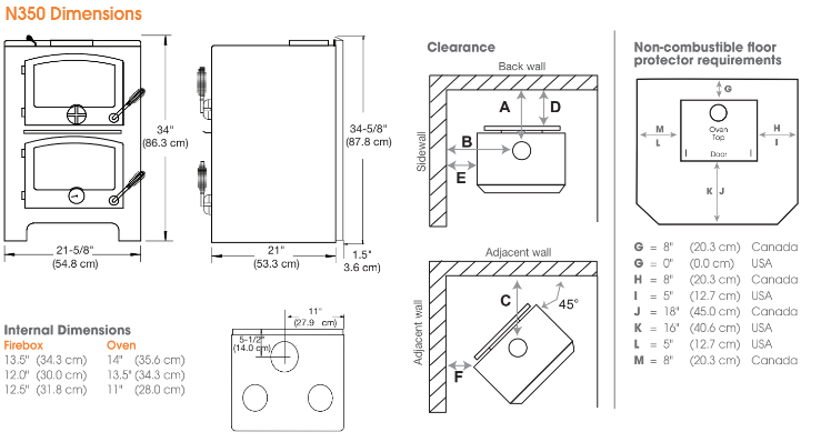 Nectre Wood-fire Oven Combination Cook Stove / Heater N350