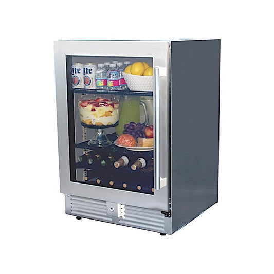 Glass door on your outdoor refrigerator this built in outdoor fridge is built to last.  