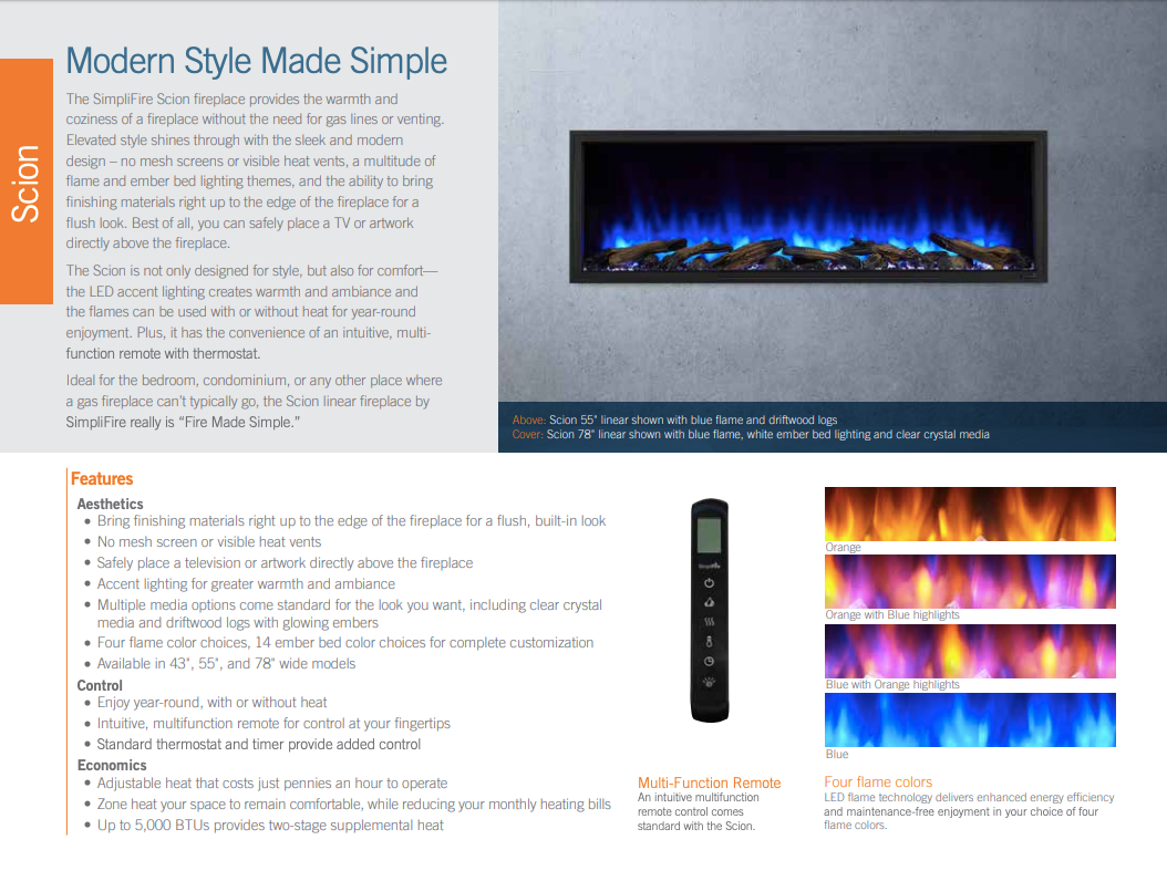 Simplifire® Scion Built In Electric Fireplace