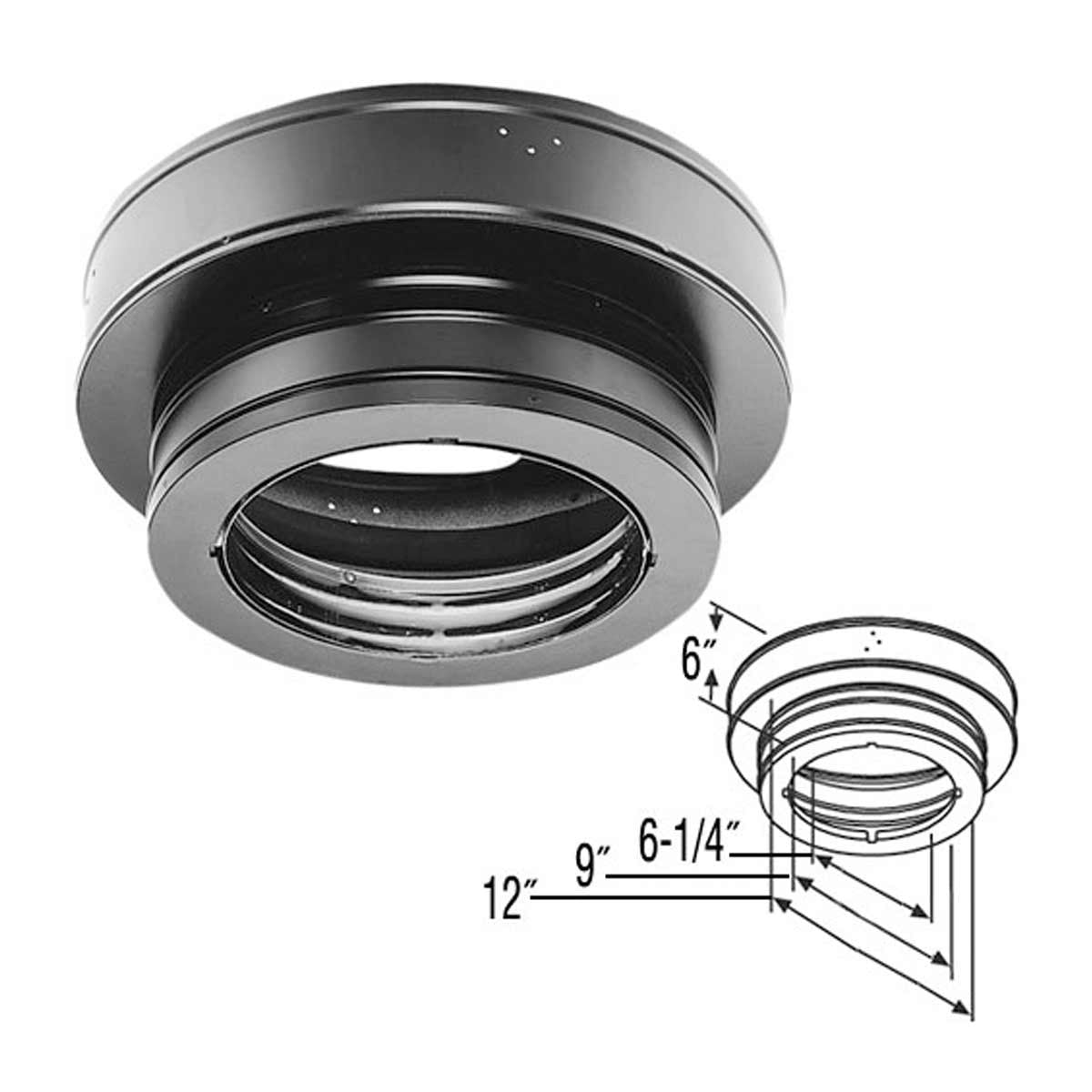 DuraVent 6" Inner Diameter - DuraTech Class A Chimney Pipe - Double Wall - 12" Round Ceiling Support