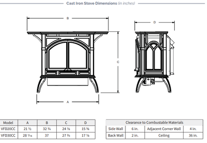 Cast iron Stove Dimensions