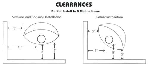 Clearances for High Sierra Malm style Gas and wood Mid Century Modern Fireplace