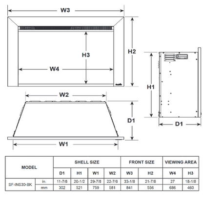 SimpliFire® 30" Electric Fireplace Insert     SF-INS30