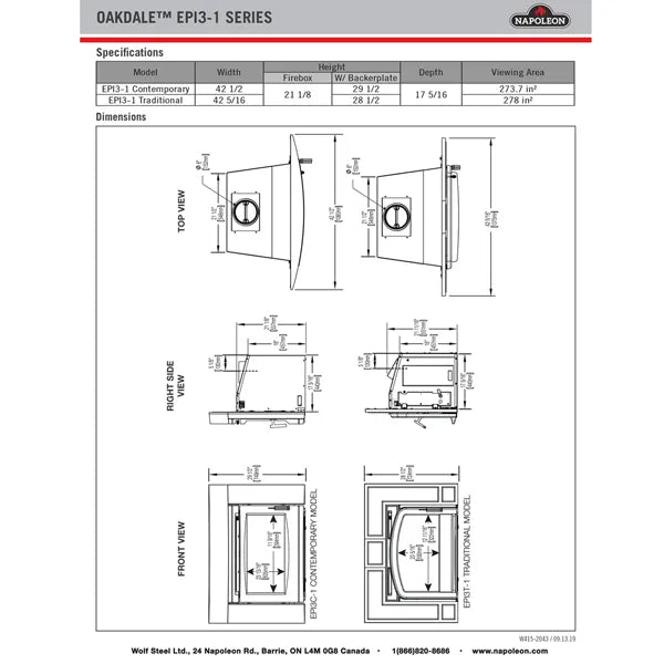 Oakdale Contemporary Wood Burning Stove Insert