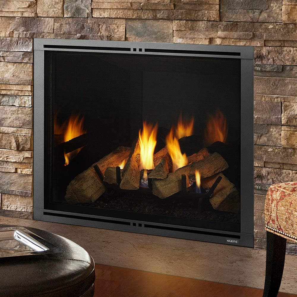 Black Surround and Black Glass Interior gas fireplace Majestic Insert Direct Vent Gas Fireplace with Intellifire