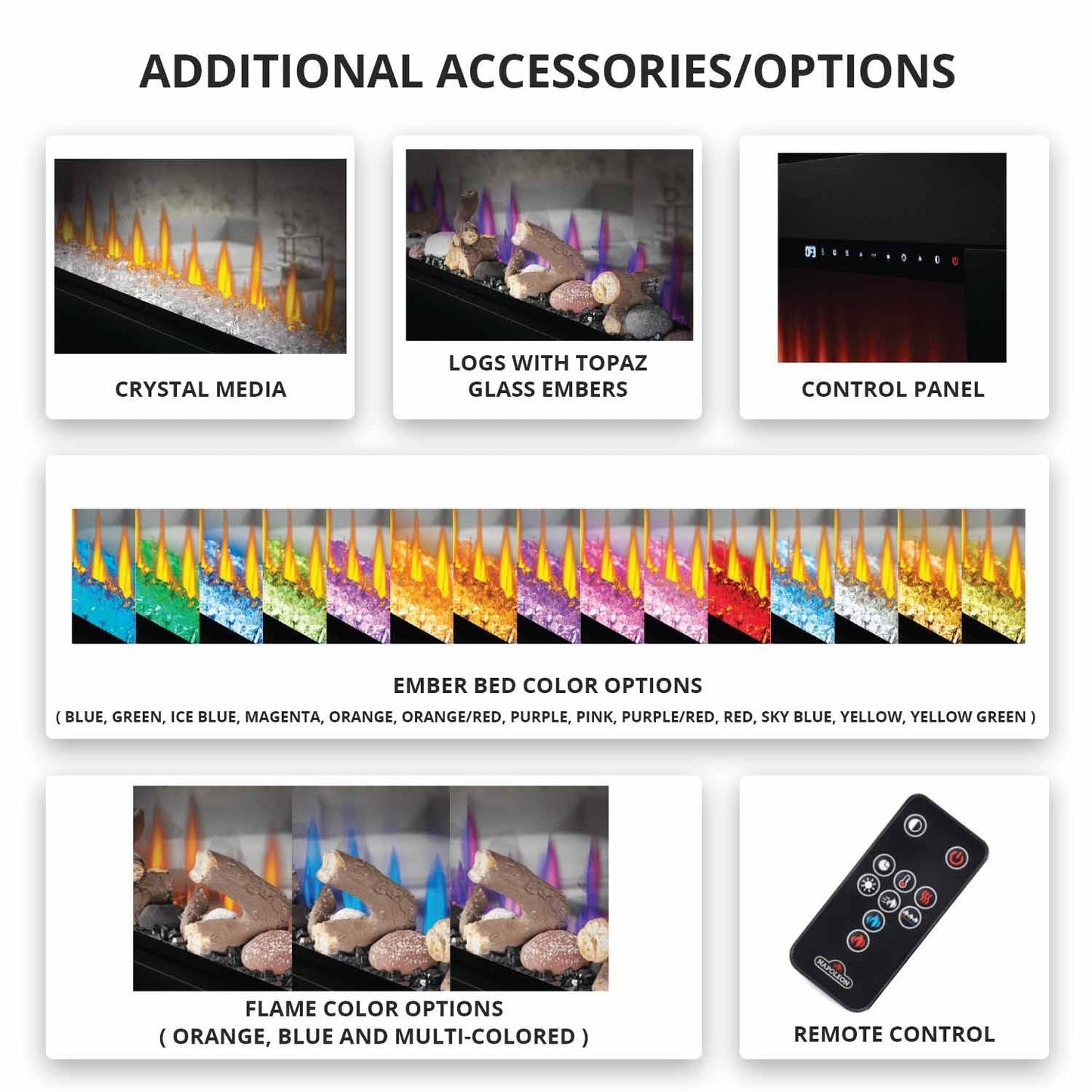 Napoleon® NEFBD50HE CLEARion 50-Inch Built-In See-Through Electric Fireplace with Logs, Crystal Media & Remote