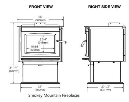 Napoleon® S20 Wood Burning Stove, Pedestal Base Cast Iron Free Standing Wood Burning Stove