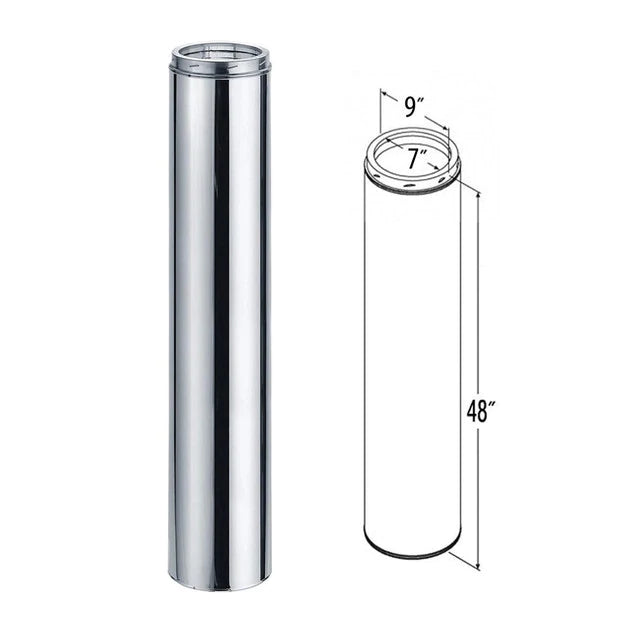 DuraVent 8" Inner Diameter - Type B Round Gas Vent Pipe - Double Wall - 48" Pipe Length